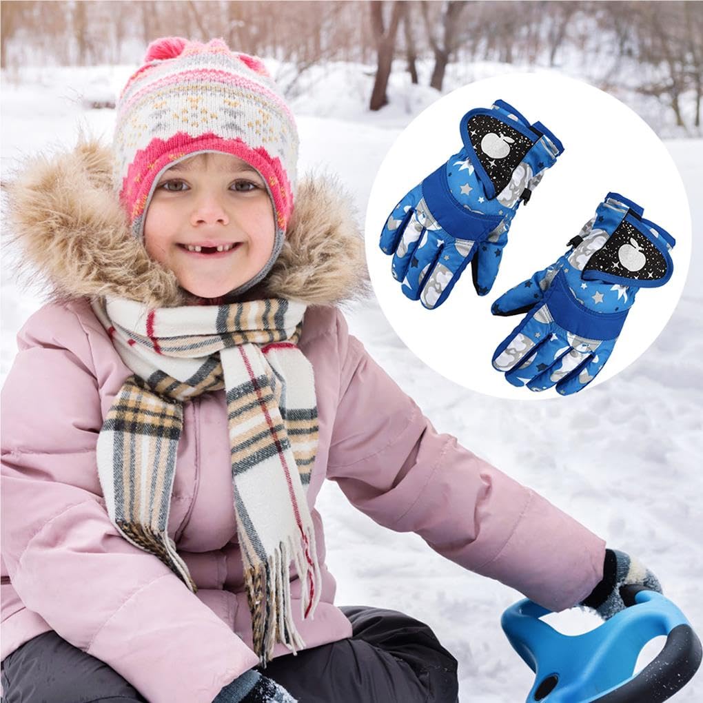 Lot de 5 gants de ski imperméables pour enfants, garçons et filles, gants thermiques épais pour cyclisme, camping, gants thermiques épais, couverture chauffante pour les mains, jaune