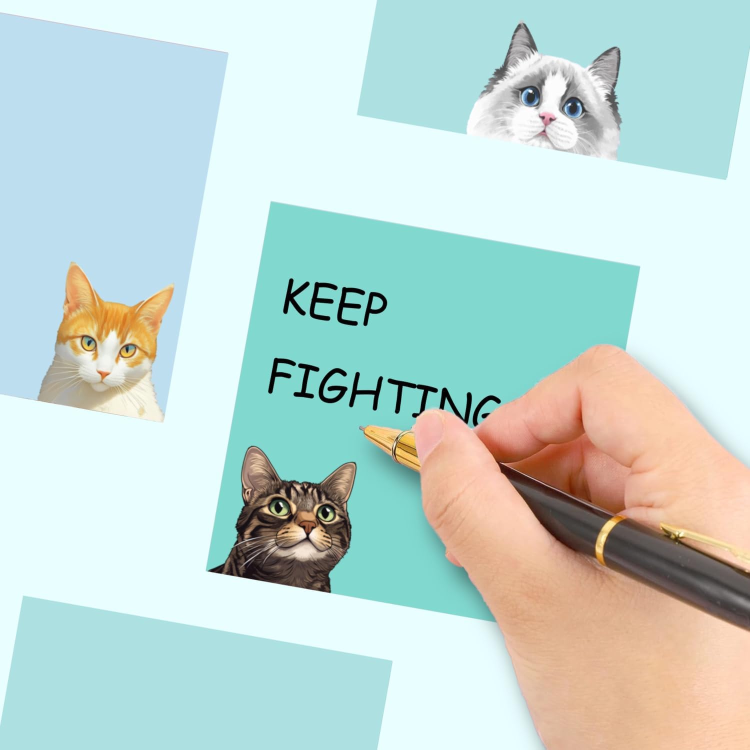 9 Pads Cute Sticky Notes Set, 3" x 3" Black Cat Self Stick Notepads, Funny Sticky Notes Set, Cat Stationery, Kawaii Adhesive Memo Pads, Cat Lover Gifts, Office Decor Desk Accessories, School Supplies - Image 8