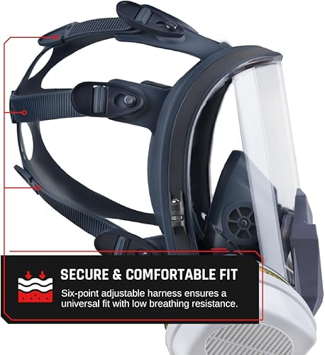 Miniatura 11 de Parcil Distribution Full Face Respirator Mask with Filters – Durable Full Face Respirator Gas Mask, Bayonet Filter Compatible Negro