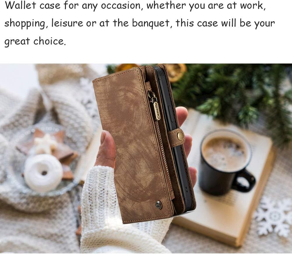 Gеt Dіѕсоunt оƒƒеr Galaxy S9 Case, Harsel 11 Card Slot [Magnetic Closure] Detachable Leather Wallet Purse Case with Zipper Pocket Removable Protective Hard PC Cover for Galaxy S9 (Brown)