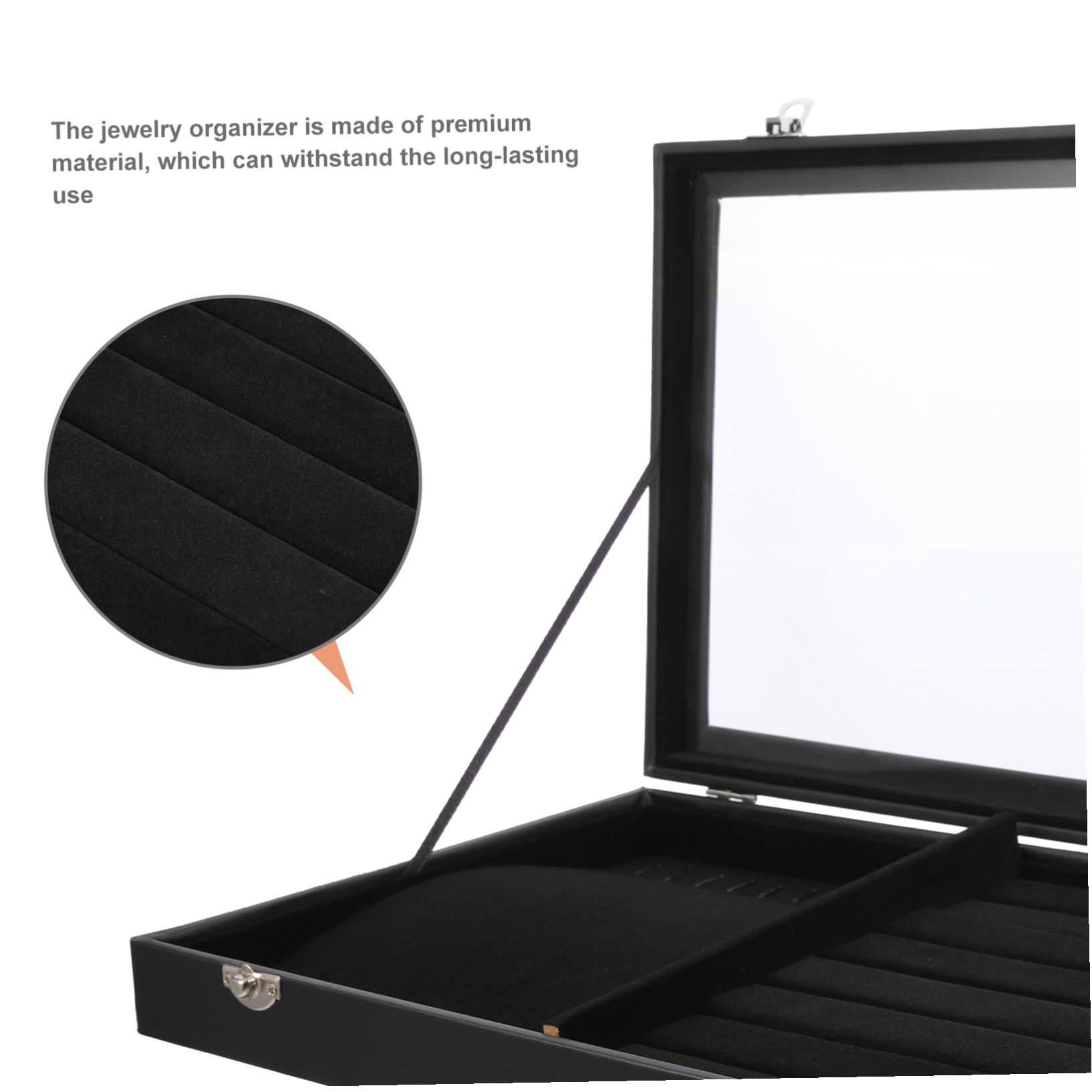 Mipcase Caja Organizadora de Joyas Negra con Tapa Estuche de Almacenamiento para Collares y Anillos Organizador Compacto y Duradero para Pendientes y Pulseras