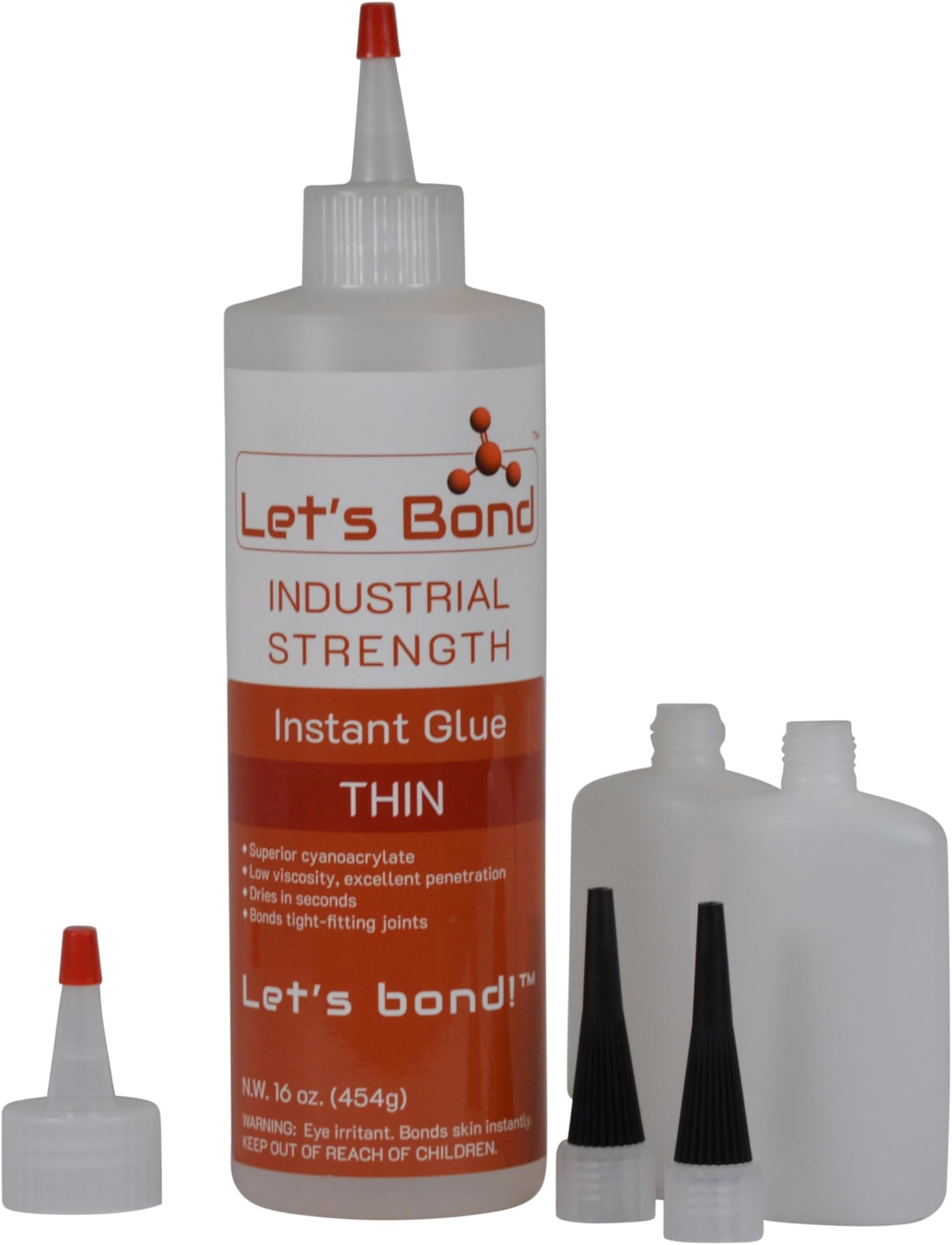 Professional Grade Instant Glue, Thin Premium Cyanoacrylate, 5 CPS (16 oz Bundle)