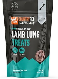 New Zealand Lamb Lung Freeze-Dried Raw Dog Treats — Protein-Rich Organs, Single-Ingredient, Grass-Fed, High-Protein (Min. 70%), No Added Hormones or Antibiotics (1 Bag, 1.8oz)