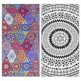 Genovega 2 Packs Oversized Beach Towel , 36 x 72 in Boho Mandala Extra Large Big Clearance Pool Swim