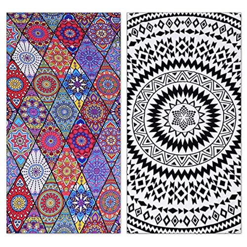 Genovega 2 Packs Oversized Beach Towel , 36 X 72 In Boho Mandala Extra Large Big Clearance Pool Swim Travel Soft Towels Blanket Bulk For Adult Women Men Camping Cruise Lounge Chair Cover Gift #TOP27