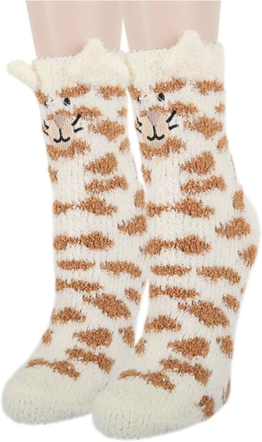 Benefeet Sox Fuzzy Fluffy Socks for Women Girl 3D Animal Fuzzy Slipper Socks Winter Warm Sleeping Plush Comfy Sock