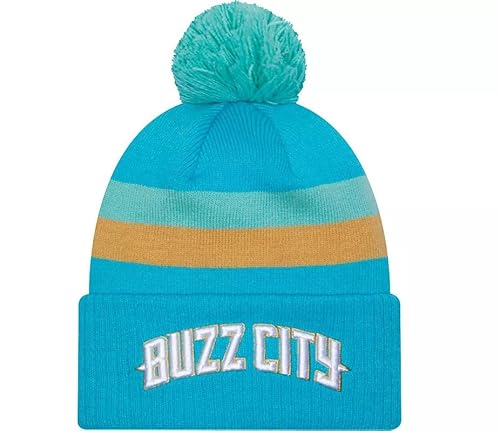 Charlotte Hornets Buzz City NE23 City Edition Teal Cuff Beanie Hat with Pom - NBA Cuffed Knit Cap