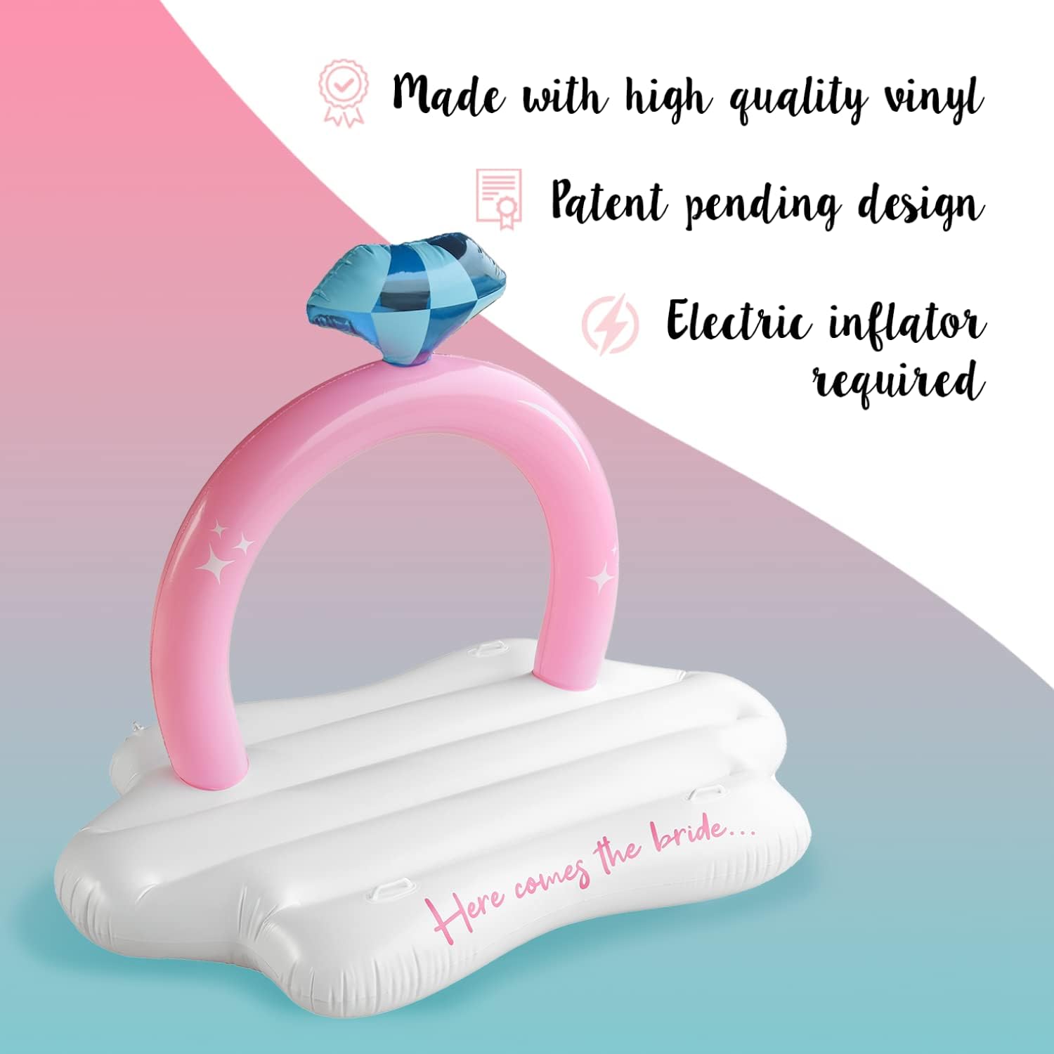 Giant Ring Float I The Ultimate Bachelorette Pool Floats I Diamond Ring Pool Float for Bachelorette Pool Party I Here Comes the Bride Pool Float for Beach Bachelorette Party Decorations