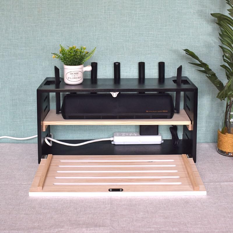 Cable Organizer Box Router Storage Box Desktop Large Solid Wood Row Socket Light cat Machine top Cover Box Cable Management Box (Color : 1)