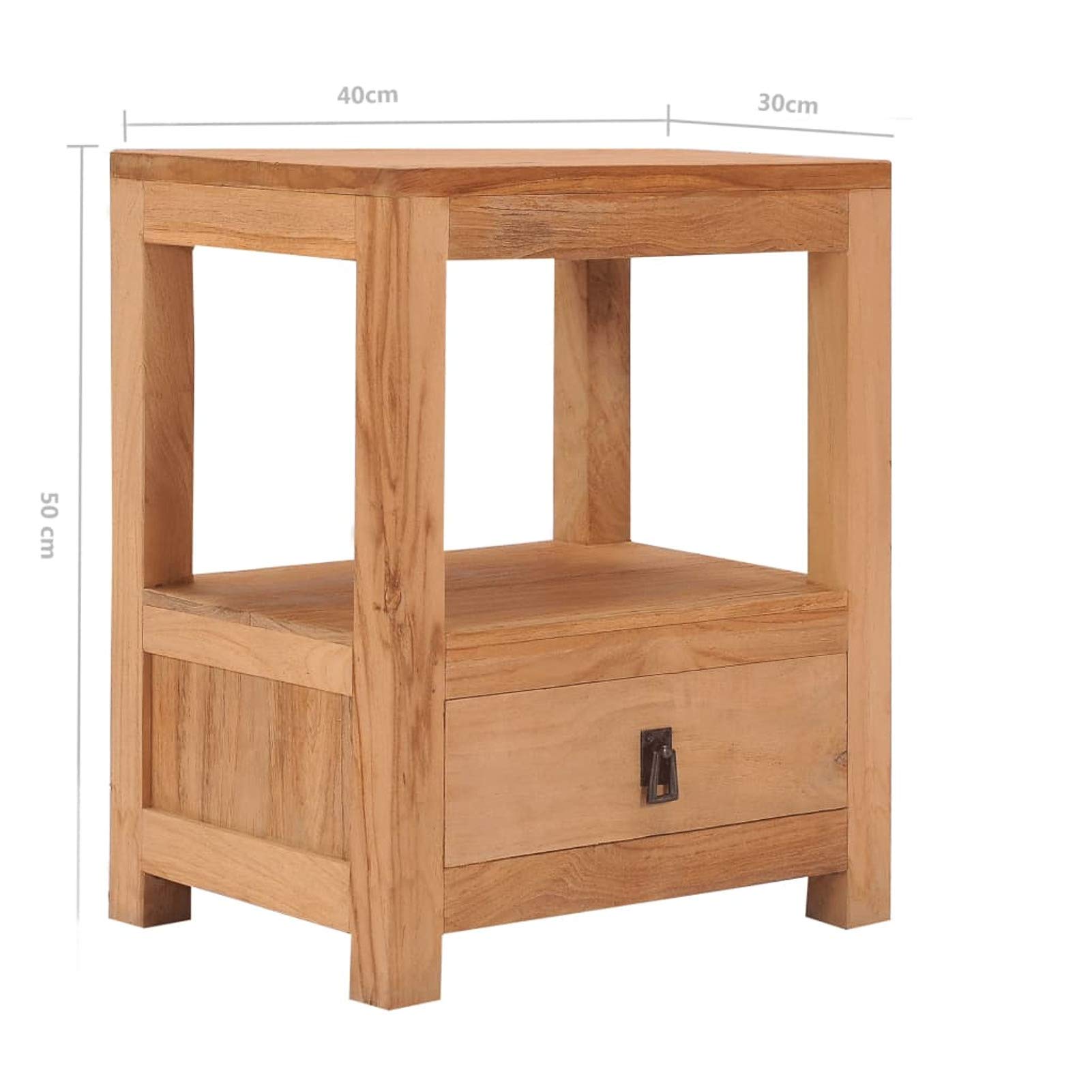 Homgoday Comodino 40 x 30 x 50 cm, in legno massello di teak, comodino, tavolino da divano, tavolino portaoggetti per soggiorno e camera da letto, divano 2168