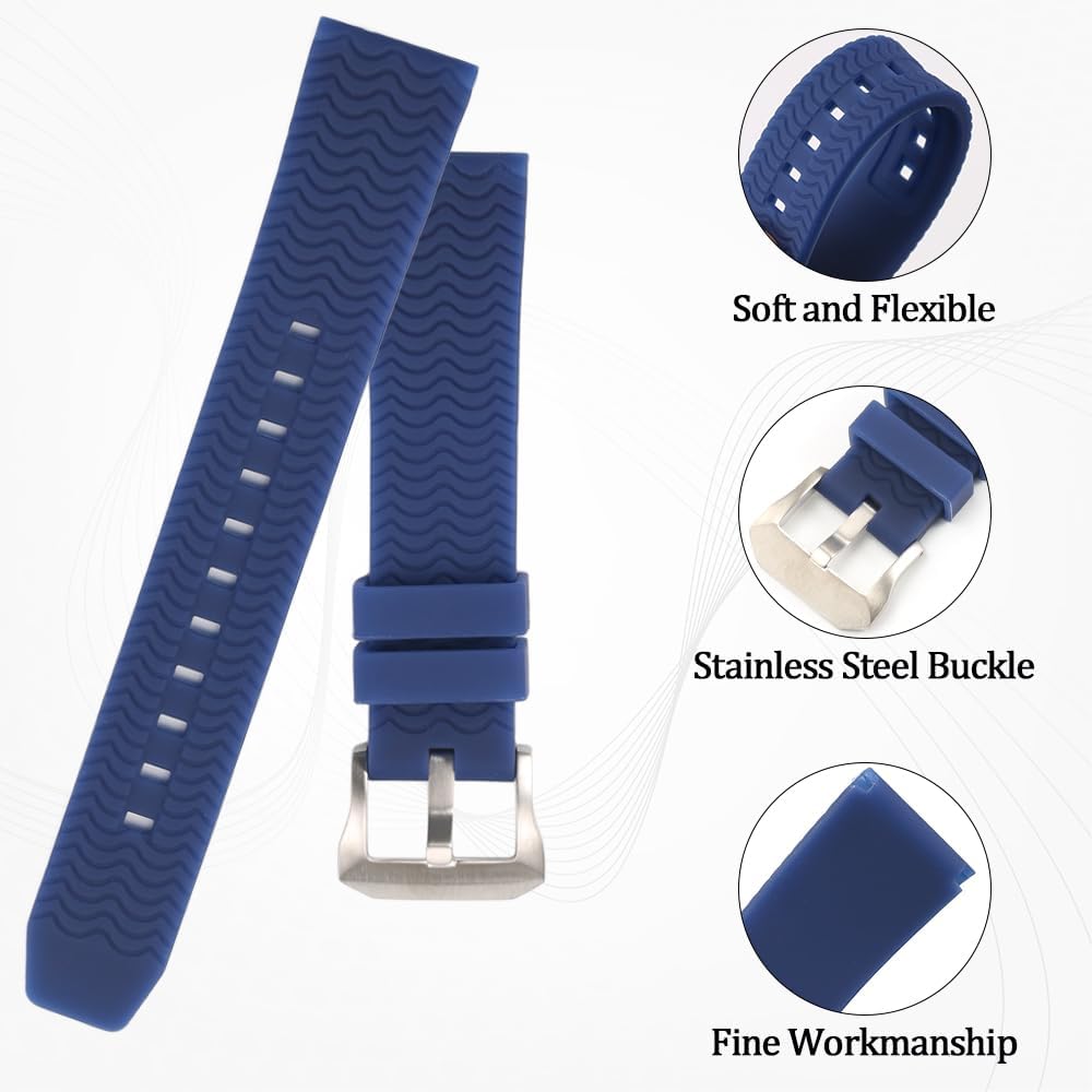 22mm Silicone Watch Band Compatible with Citizen Men's Eco-Drive Promaster Sea Eco Dive BJ7128-08E CC5001 BM7108-22L BN0195 BM8475 CA0690 CA0695 Soft Rubber Replacement Watch Strap for Men Women