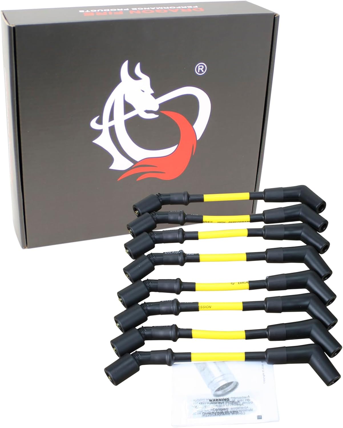 DRAGON FIRE PERFORMANCE YELLOW 500 Ohm per/ft. Street Series High Performance Spark Plug Wire Set For 1999-2017 Chevrolet GM Chevy LS LSX LS1 LS2 LS3 LS6 LS7 W/ Round or Square Coils OEM Fit PWLS-DF-Y