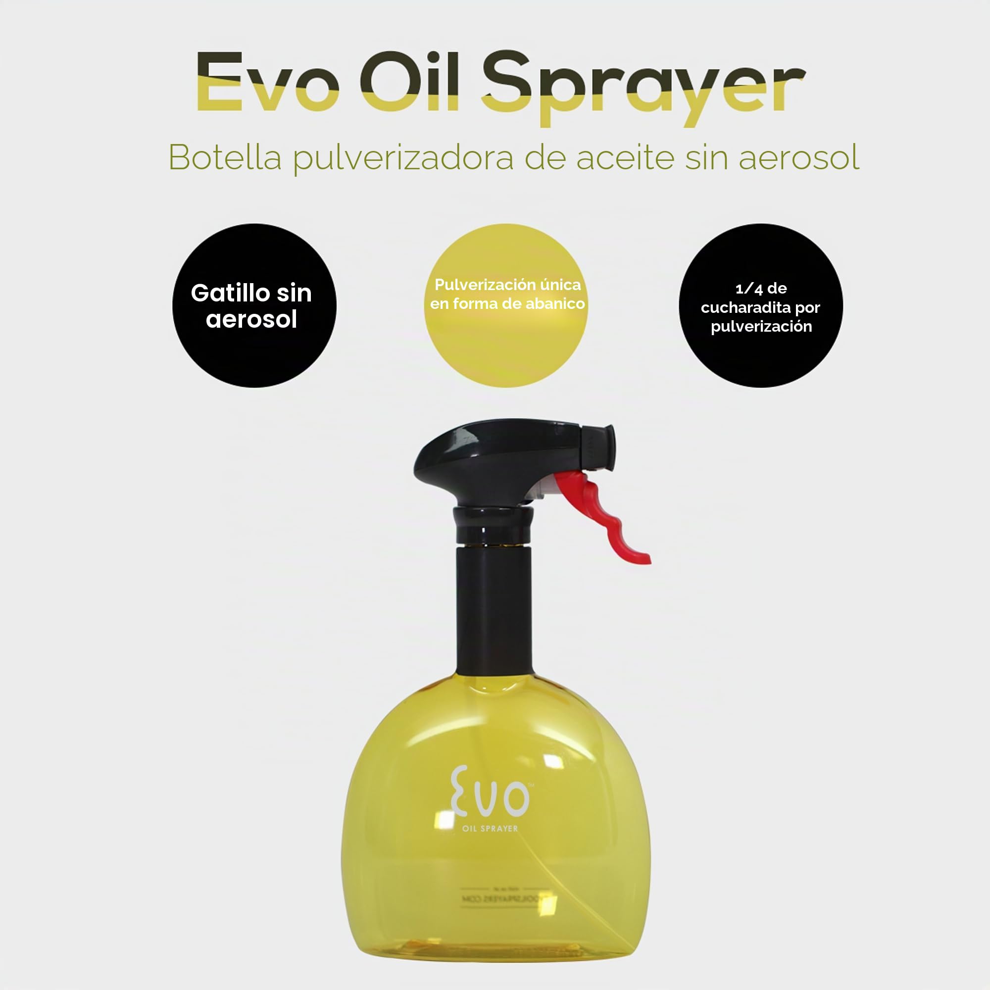 Evo Oil Sprayer Botella 8118 sin aerosol para aceites de cocina de oliva, plástico sin BPA, verde y amarillo | Apto para vinagres