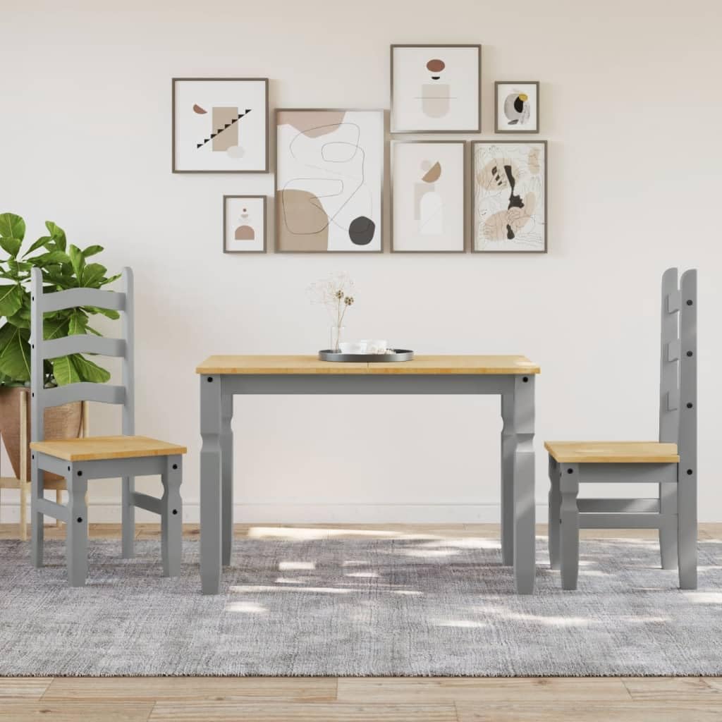 Stół do jadalni Corona szary, 112 x 60 x 75 cm, z litego drewna sosnowego, wykończenie woskiem miodowym, stół kuchenny do kuchni, jadalni, blat stołu do posiłków do 110 kg