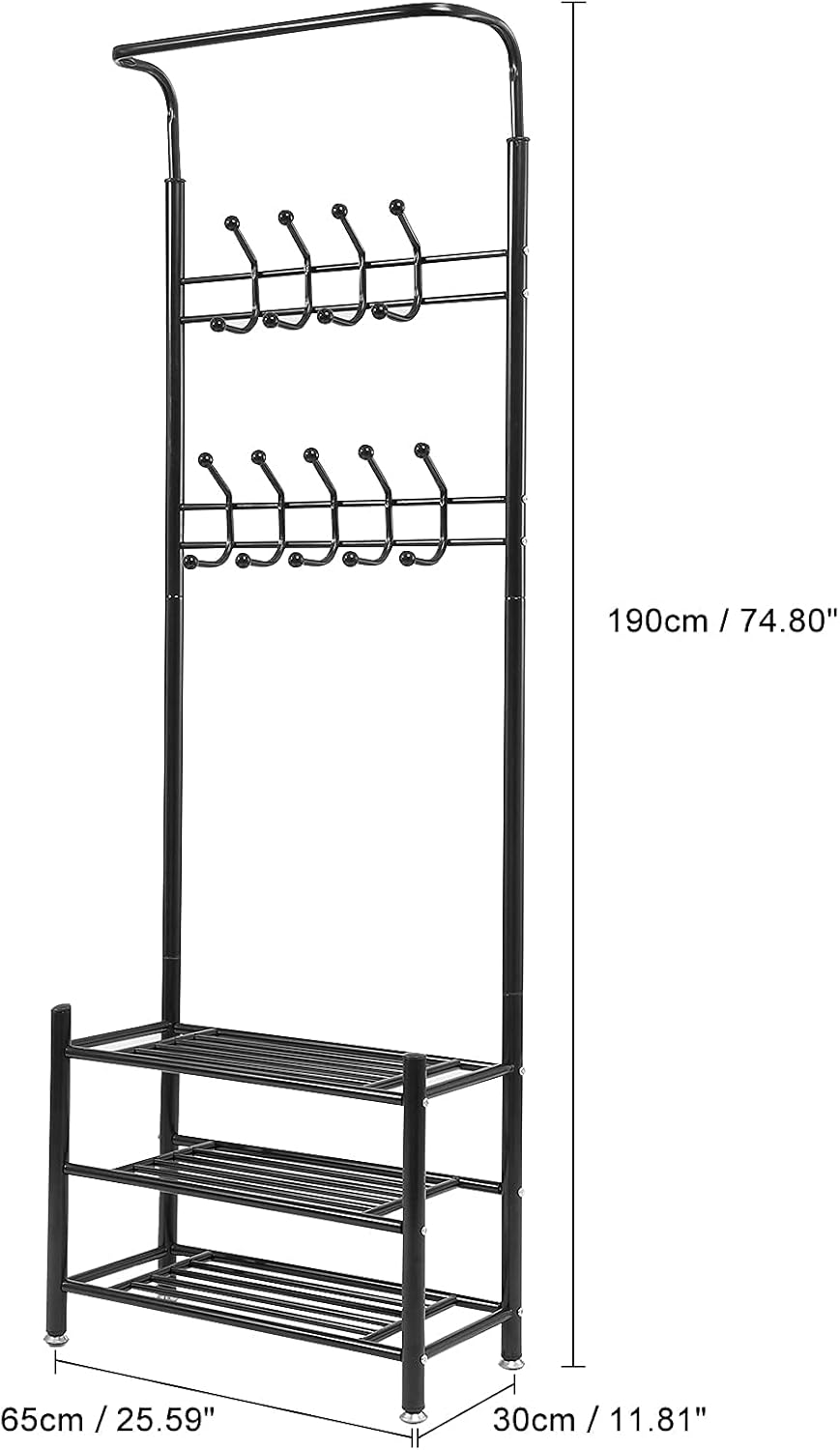 Blасk Frіdау - 70% оƒƒ UOTORI Narrow Metal Hall Tree with Shoe Storage Coat Clothing Rack with Shelves for Entryway Black