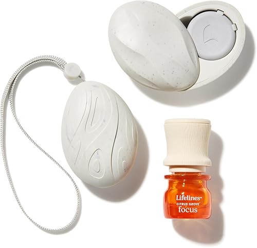 Lifelines Paquete de 2 piedras táctiles de puesta a tierra con aroma y juego de aceites esenciales, difusores de aceite esencial portátiles con