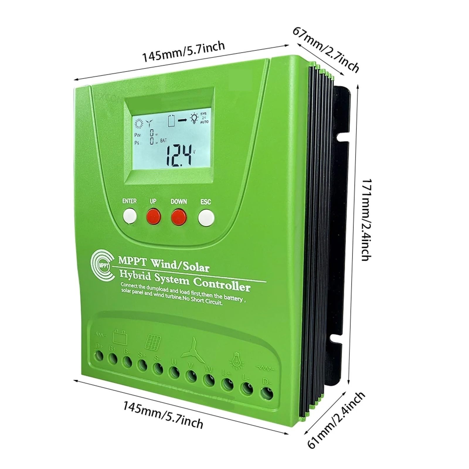 12V 24V 48V 2000W 2800W MPPT Hybrydowy Wiatr Solarny Regulator Ładowania Wbudowany Bluetooth Do Domowego Systemu Energii Wiatrowej Solarnej(Auto 24V 48V,Wind 600W Solar 600W)