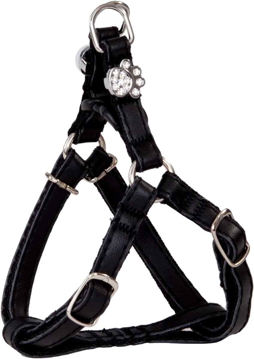 Dingo New York Harness for Small Breeds, Decorative Harness for Dog Made of Black Leather 10830