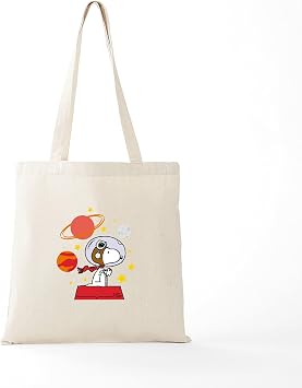 CafePress Space Snoopy Reusable Natural Beige Canvas Tote Shopping Bag