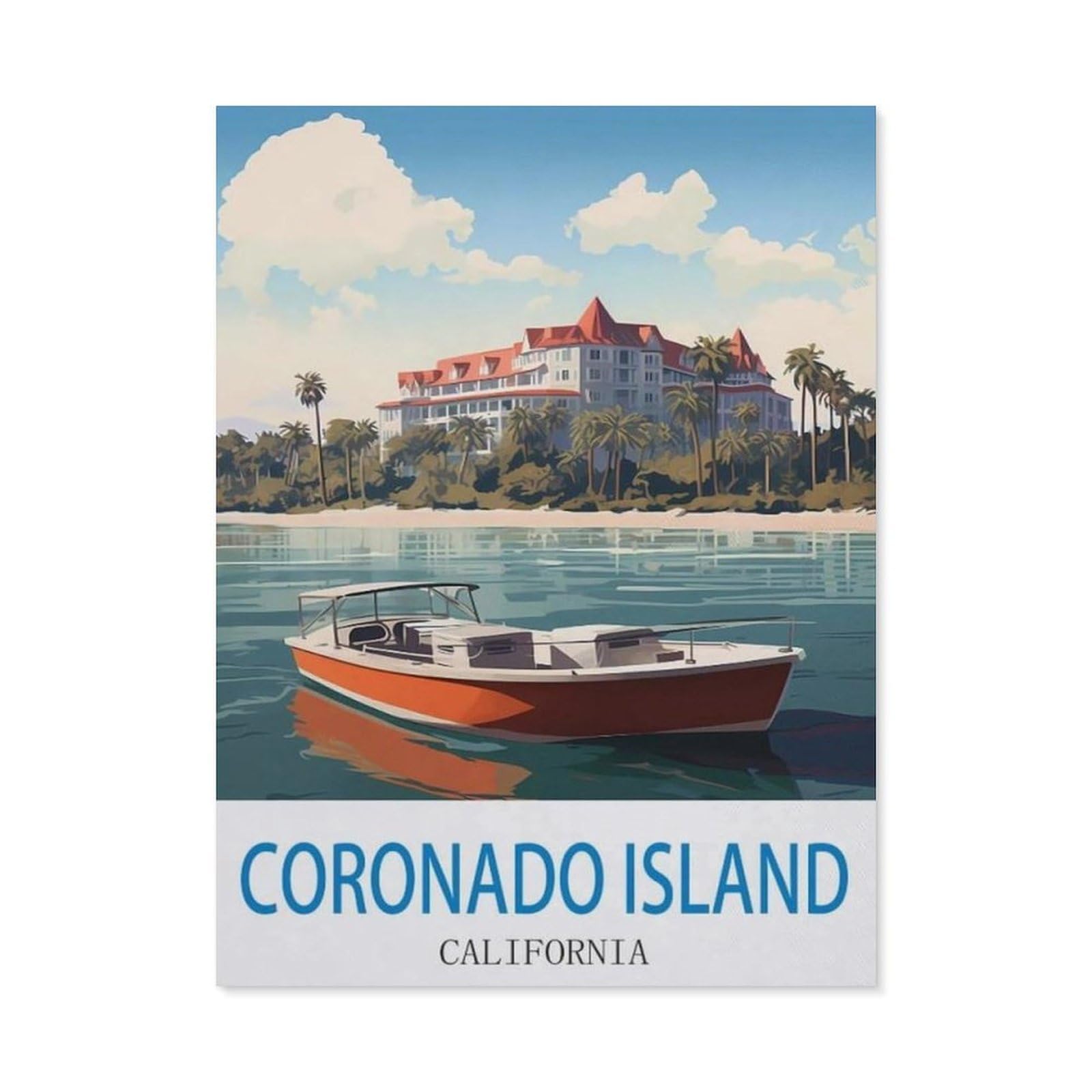 BEAYODKP Full Diamond 5D DIY Diamond Painting，Coronado Island California，3D Diamond Embroidery Cross Stitch Mosaic Needle Works（50 x 60 cm/19.68 x 23.62 inches）-CO68