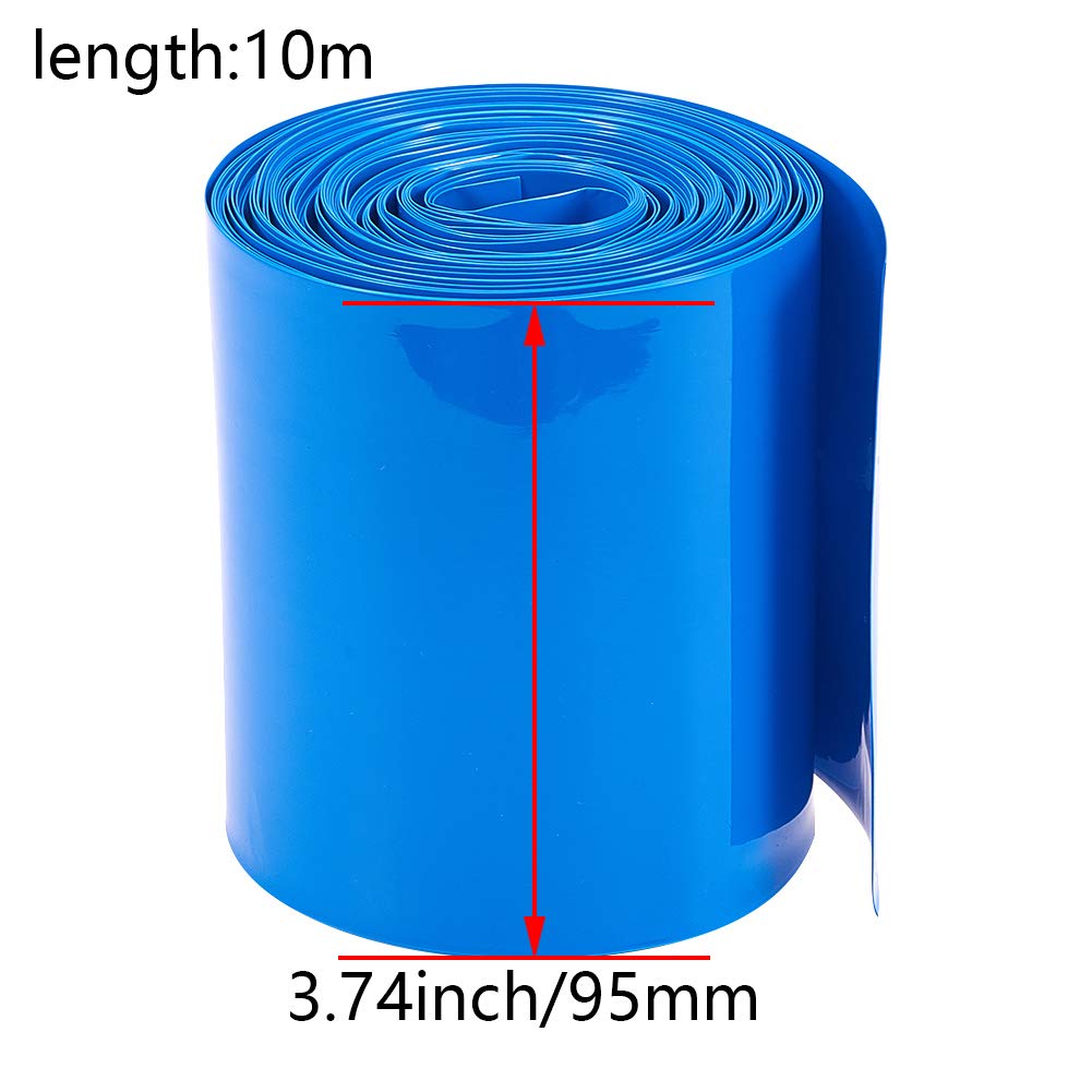 Heyiarbeit Battery Wrap PVC Heat Shrink Tubing Length 10M Width 95MM Blue Good Insulation for Battery Pack