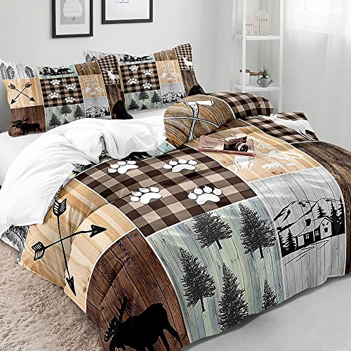 Luvivihome VV-BA002-KING Vivihome 3Pcs Black Bear Moose Deer Duvet Cover, King Bedding Set thumb #2