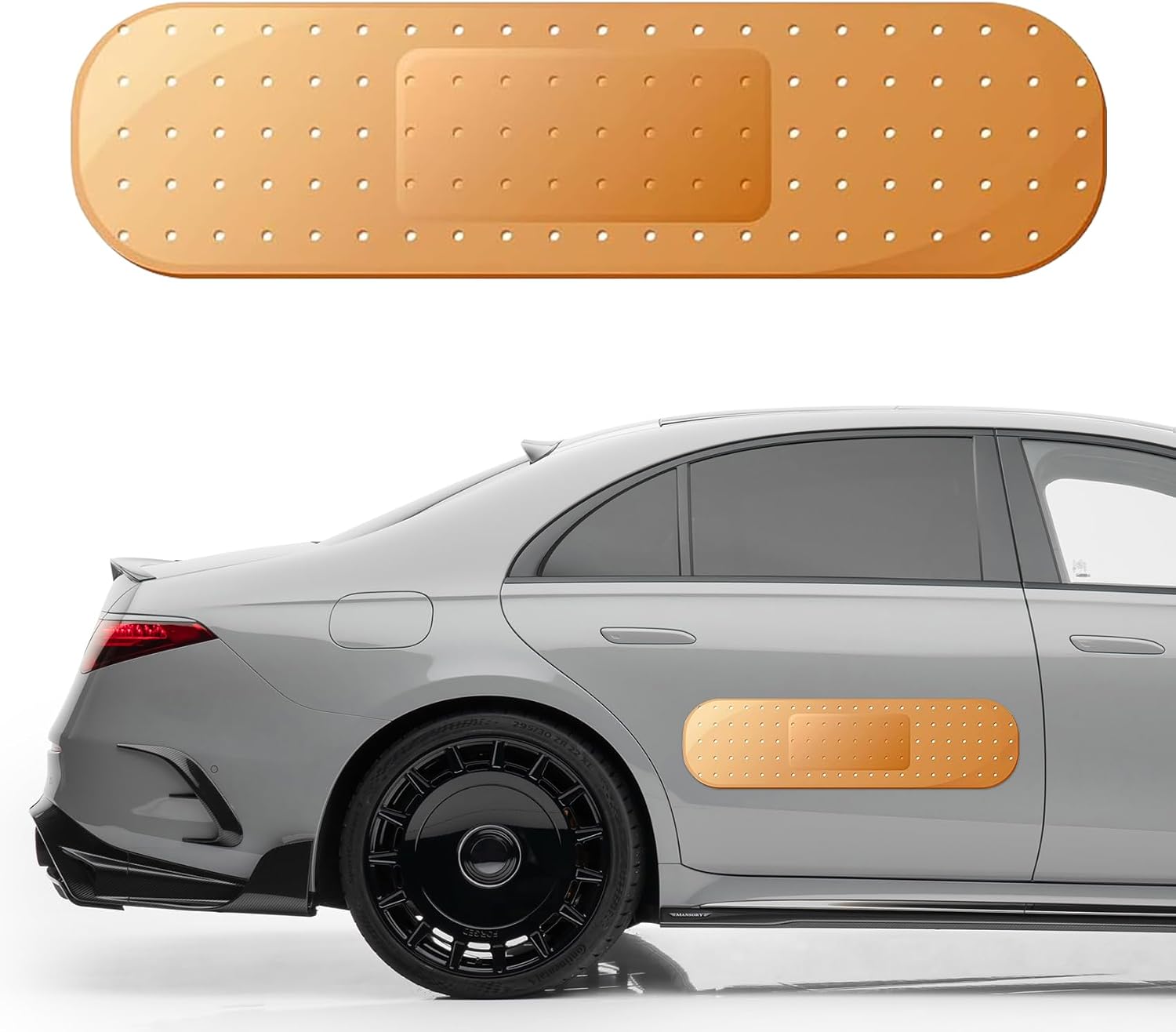 2PCS Car Bandaid Sticker, Giant Car Bumper Sticker Large Bandage Decal, Bandage Funny Automotive Decal, Car Decor Accessories Band-Aid Shape Stickers Large Decals Universal for Vehicle (Yellow*1)