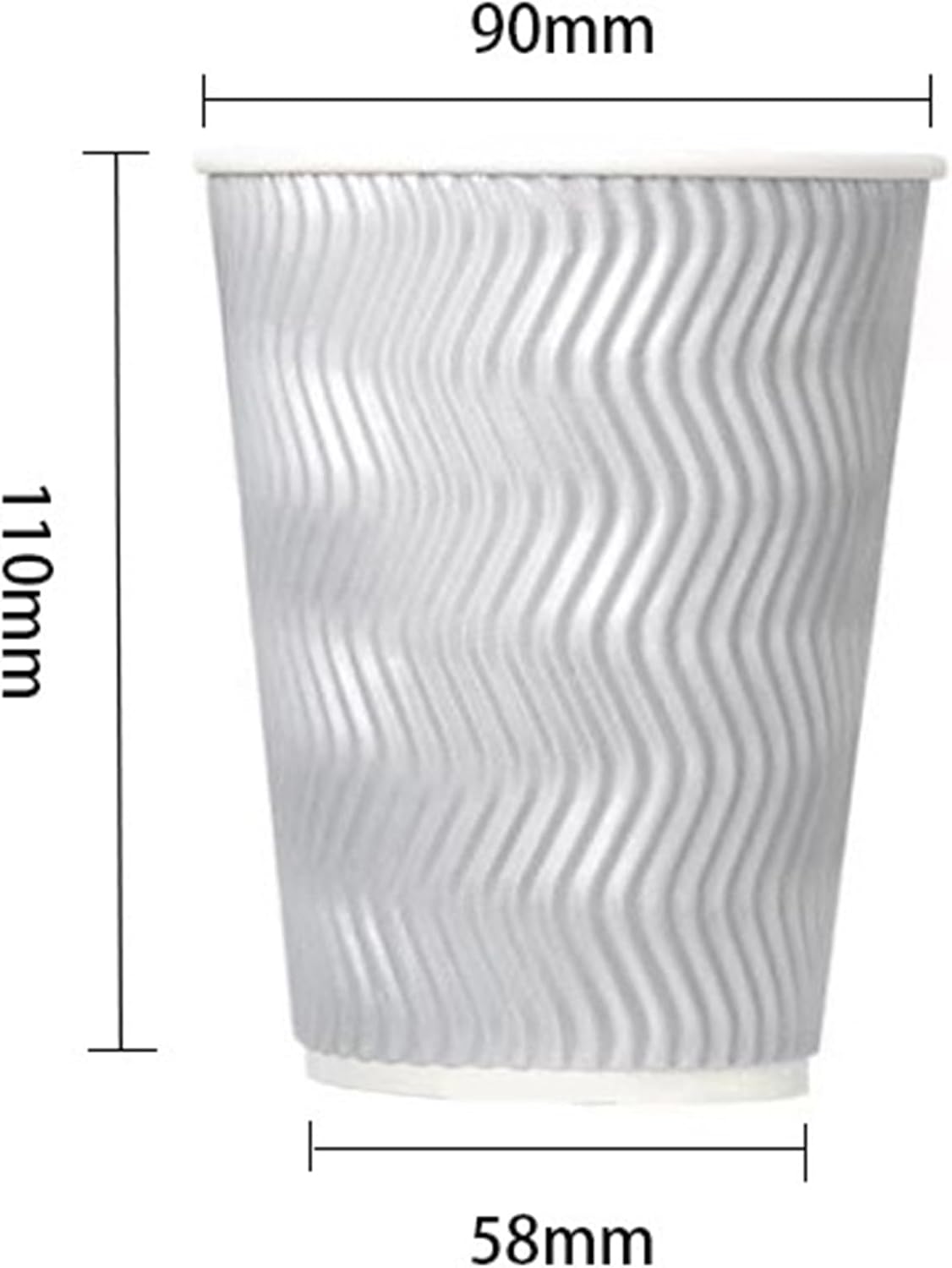 Grey Coffee Cups with Lids 12 oz [50 set] Disposable Double Insulated Paper Cups Hot Cold Drinks Tea Milk Chocolate Silver Grey Large Travel No Leaks Ripple To Go Coffee Cups Party Home Cafes Business