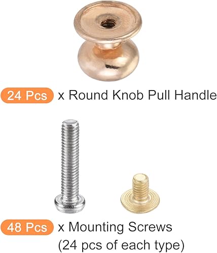 Miniatura 6 de METALLIXITY Mini tiradores de cajón (0.472 in0.47 pulgadas), 24 unidades, mini pomos de cabeza redonda de aleación de zinc con tornillos, para
