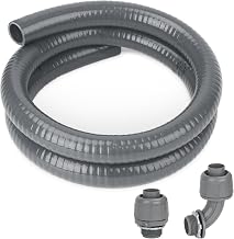 Electrical Conduit Kit 3/4'' 4FT Grey Electrical AC Whip Kit, Liquid-Tight Flexible Electrical Conduit with 90 Degree and Straight Connector Fittings