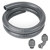 HOMNUTS Electrical Conduit Kit 3/4'' 4FT Grey Electrical AC Whip Kit, Liquid-Tight Flexible Electrical Conduit with 90 Degree and Straight Connector Fittings