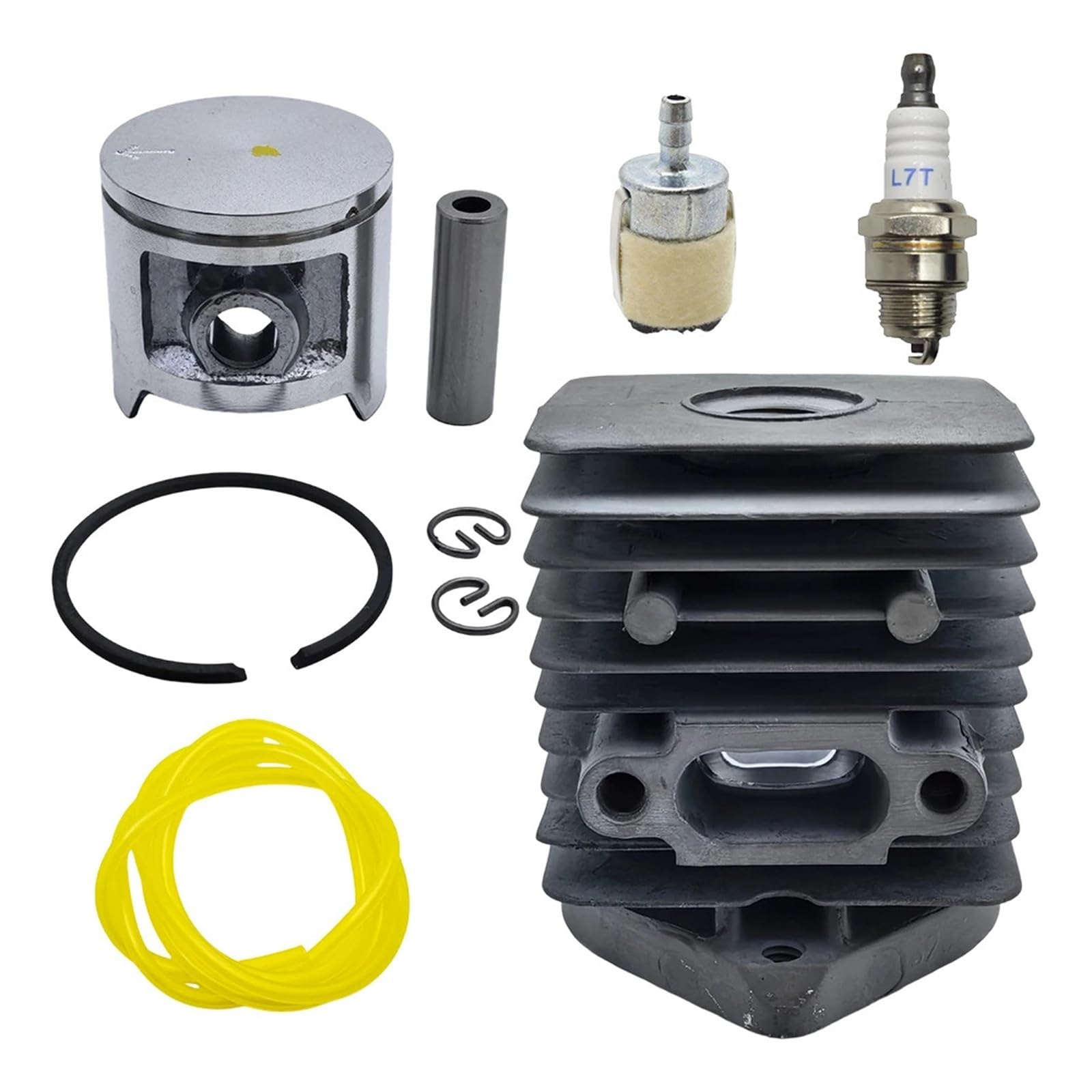 Genérico Compatible con Accesorios de Recortadora Homelite S25 25cc 2500. | Kit de pasador de pistón de cilindro de 33,5 MM, filtro de manguera de línea de desbrozadora