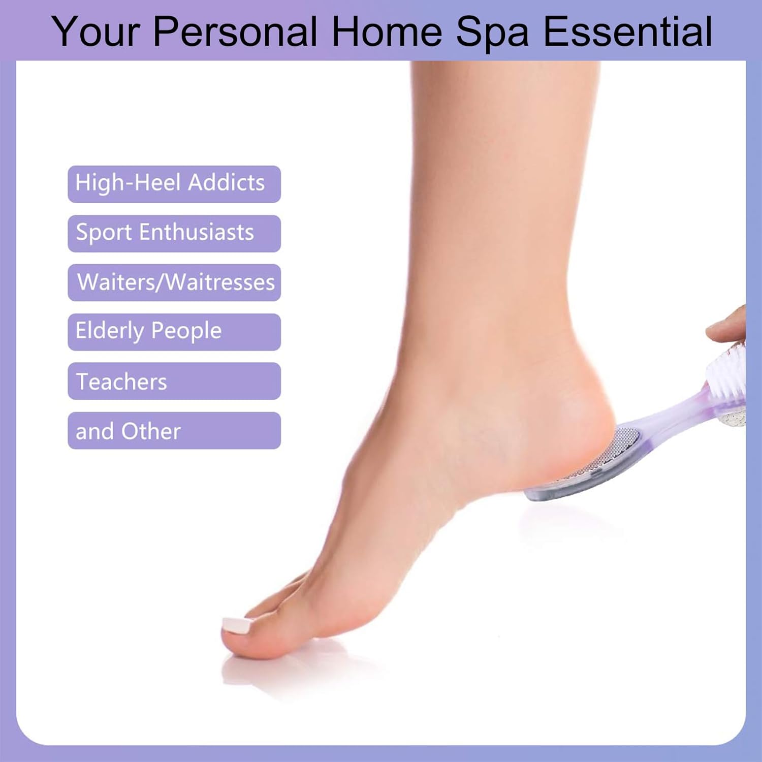 4-Pack 4 in 1 Pedicure Tool Callus Remover - Foot Scrubber with Pumice Stone, Cleaning Brush, Metal Rasp & Sandpaper for Dead Skin and Shower (Purple and Blue)