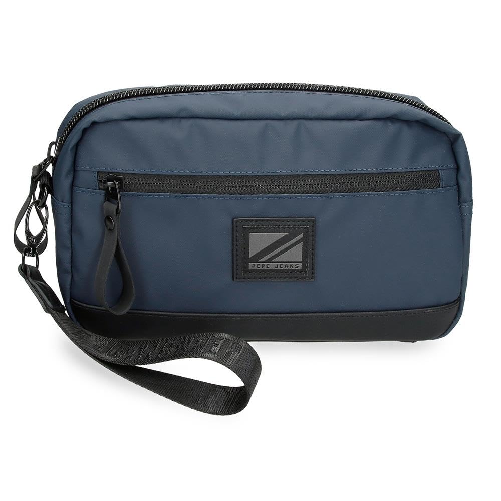 Pepe Jeans Hoxton Black and Blue Polyester PU Shoulder Bags and Toiletry Bag Various Sizes, blue, standard size, Handbag
