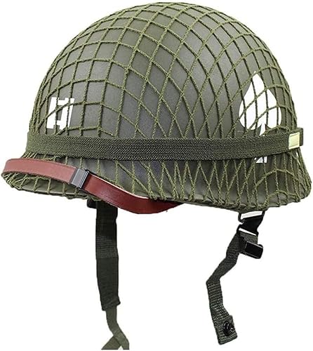 REMEK WW2 M1 Helmet, WWII US Army Tactical Helmets With Replica Adjustable With Net/Canvas Chin Strap Paintball Gear Steel Helmet Hats For Adults