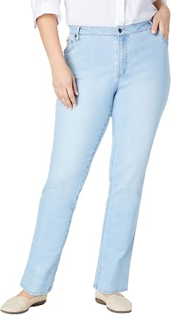 Woman Within Plus Size Stretch Denim 5-Pocket Straight-Leg Jeans