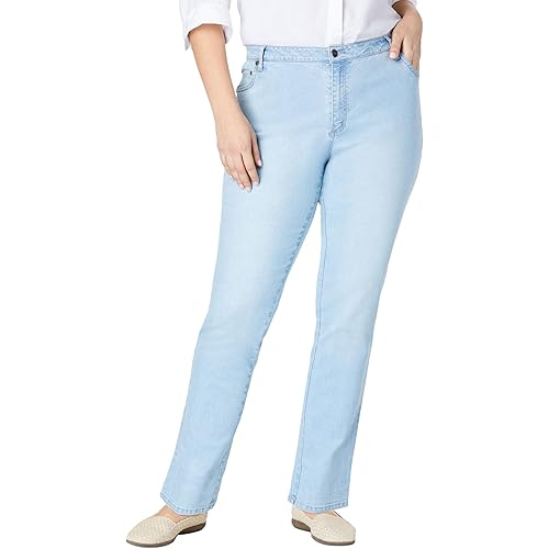 Woman Within Plus Size Stretch Denim 5-Pocket Straight-Leg Jeans