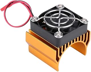 Dissipador de calor do motor rc com ventilador de refrigeração, ventilador de refrigeração do dissipador de calor rc para carro rc elétrico de escala 1/10 540/550/3650 acessório de peça de atualização de substituição de motor (ouro)