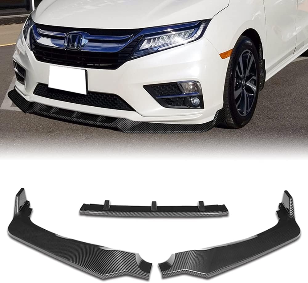 Front Bumper Lip fit for compatible with 2018-2020 Honda Odyssey, Front Bumper Lip Spoiler Air Chin Body Kit Splitter Painted Glossy Carbon Fiber ABS, 2019 (CK-Style)