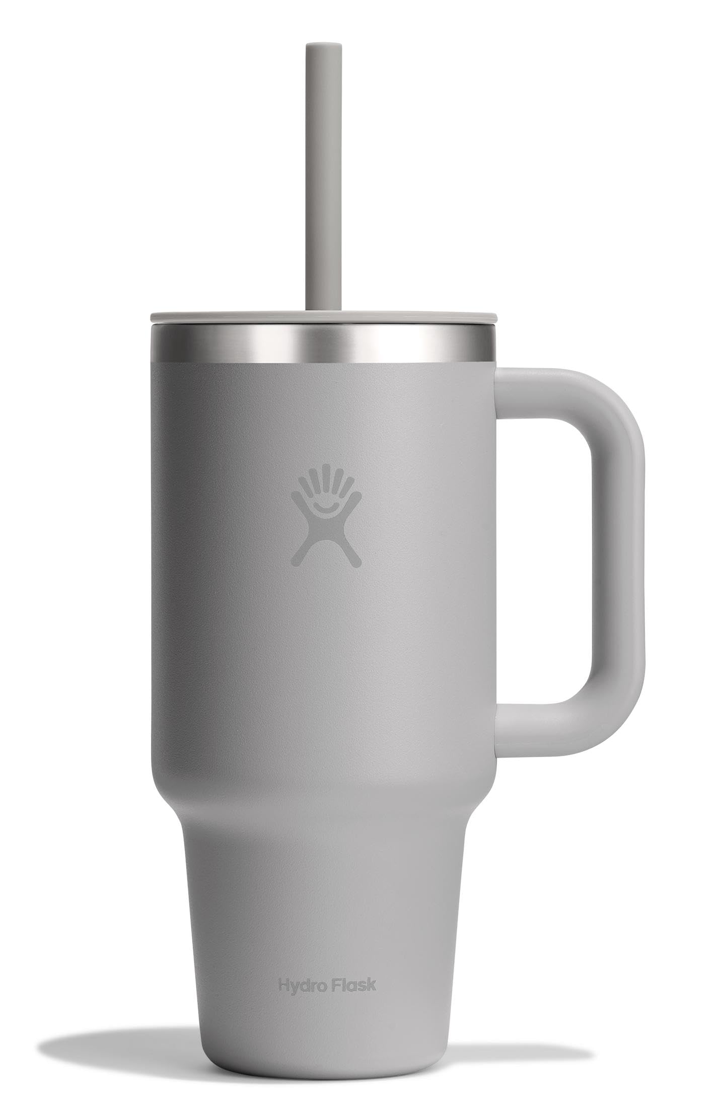 Hydro Flask Travel Tumbler with Handle, Lid and Straw - Insulated Stainless Steel in 32 Oz Tonal Birch Gray