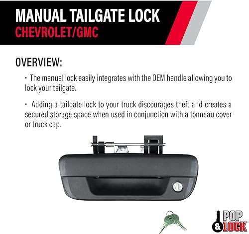 Miniatura 4 de POP & LOCK Cerradura manual para puerta trasera Chevrolet Colorado y GMC Canyon, compatible con modelos 2004 a 2015 (negro, PL1700)