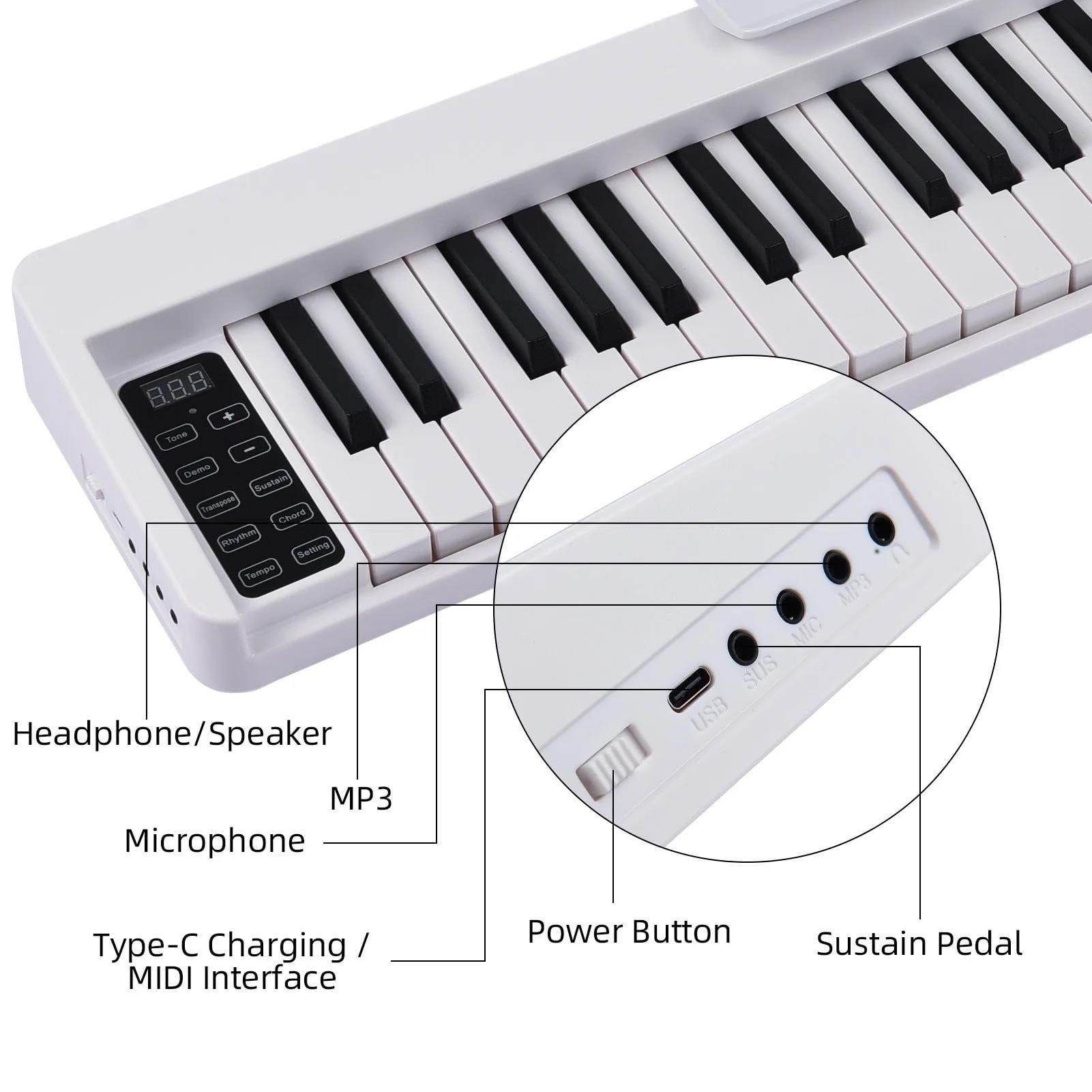 Pianino Elektroniczne 61 Klawiszowe Składane Pianino Elektroniczne Wielofunkcyjny Przenośny Instrument Muzyczny Piękny Dźwięk