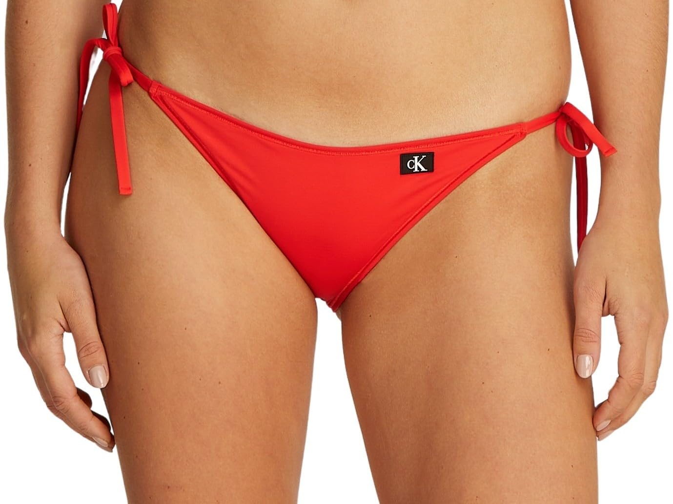 Calvin Klein Damen Bikinihose Seitliche Schnürung String Side Tie mit Logo-Badge