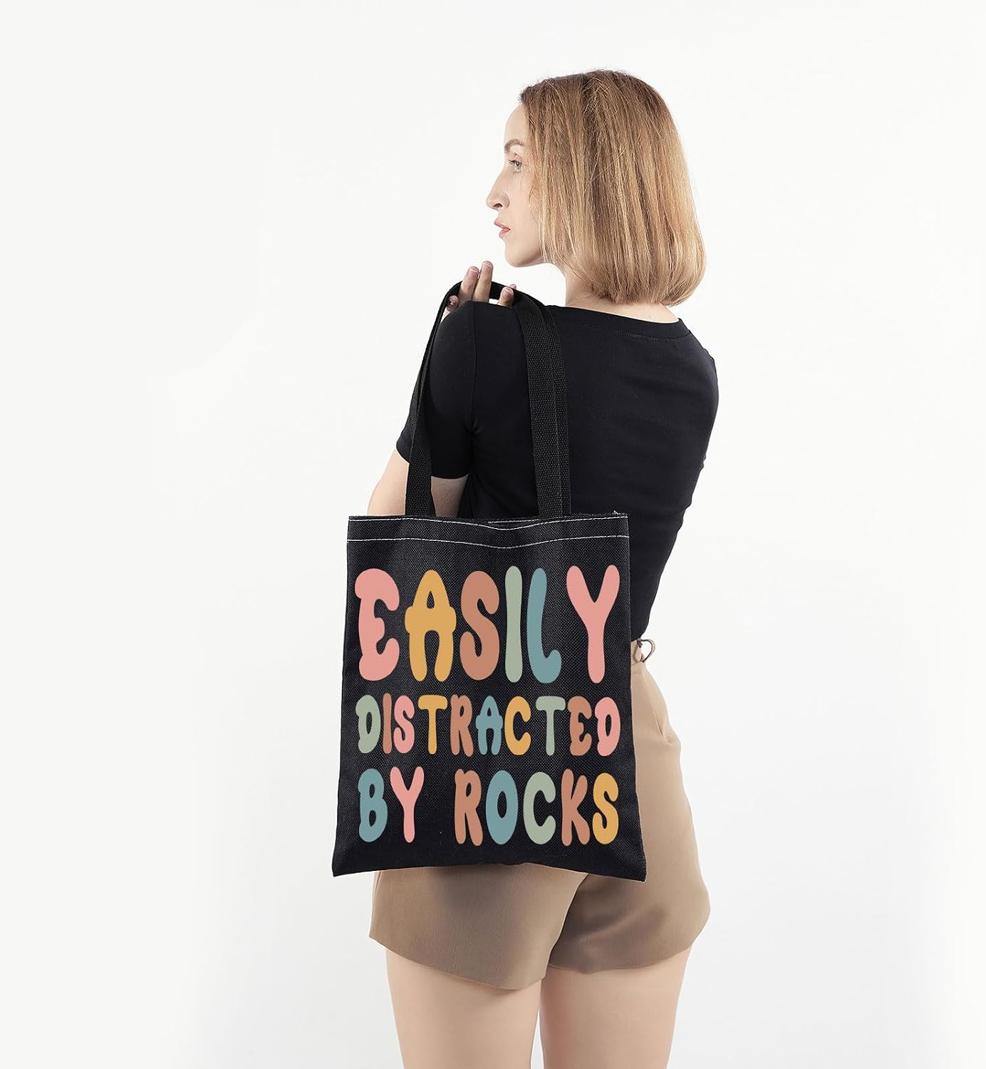 PWHAOO Geology Professor Tote Bag Easily Distracted By Rocks Tote Bag Geology Student Gift Rock Collector Gift