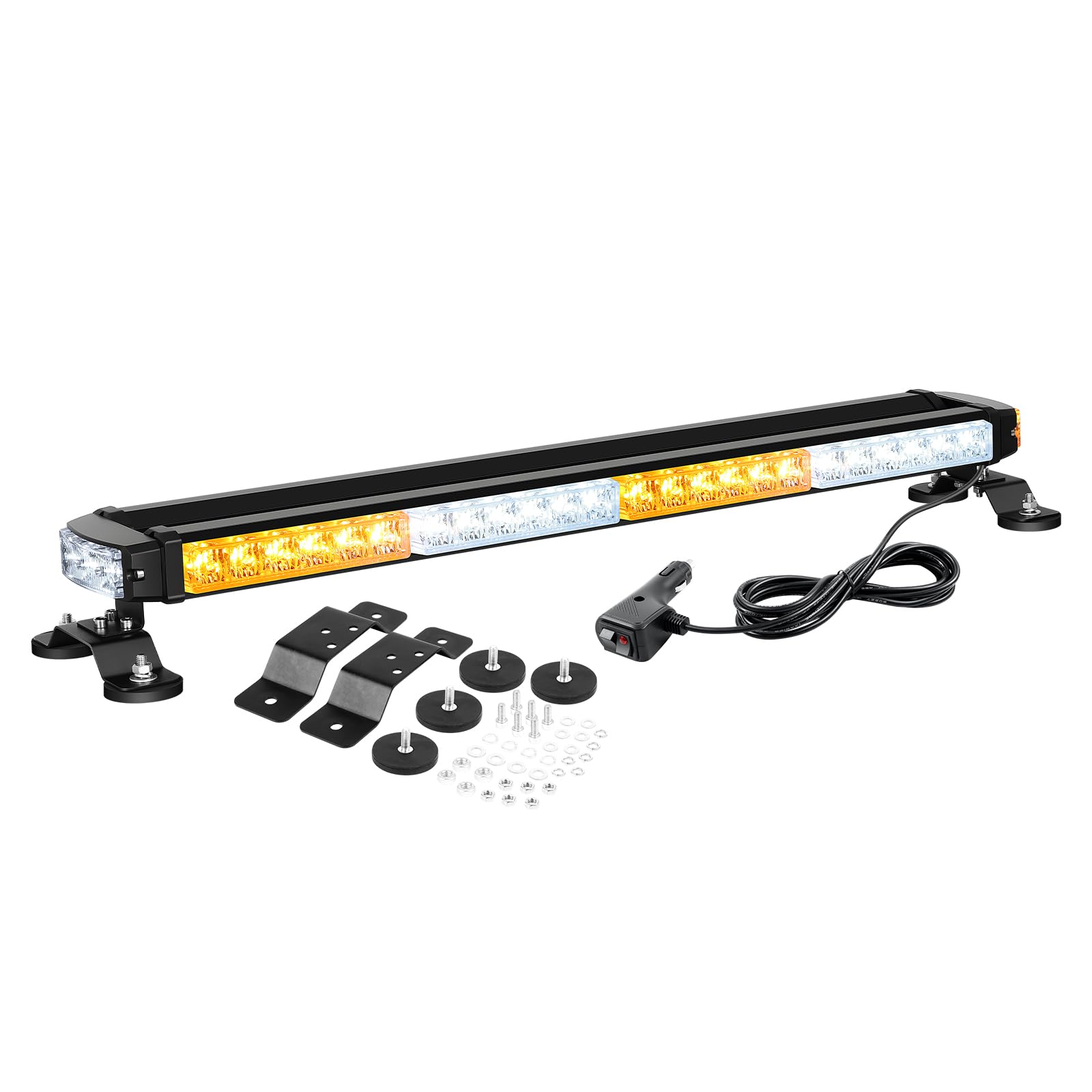 AUXTINGS Stroboskopowa listwa świetlna 66 cm, 26 cali, 54 bursztynowe diody LED, 24 silne magnesy kierunkowskazy do pługów śnieżnych, ciężarówek, ciężarówek, ciężarówek, ciężarówek, holowników