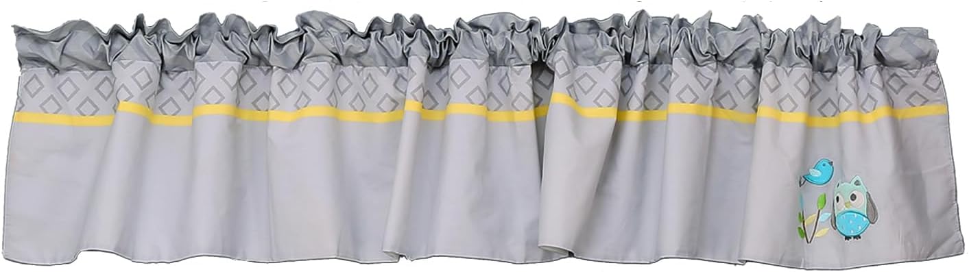 Nursery Window Valance Forest Animals Window Valance for Baby Boy Baby Girl (Gray Owl)