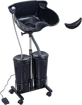Electric Portable Shampoo Bowl Hair Washing Station, Hair Washing Tray for Sink at Home, Portable Salon Sink Wash Basin for Hairstylist Black, with 2 Bucket