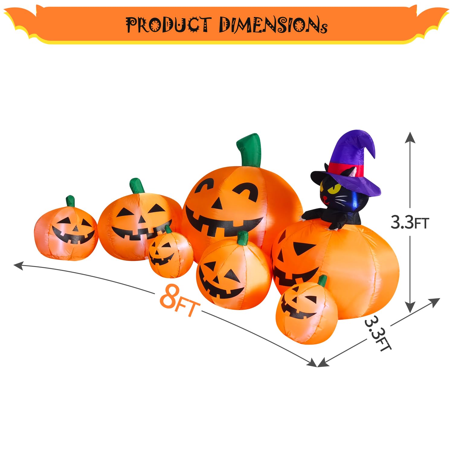 Snapklik.com : DomKom 8 FT Long Inflatable Pumpkin