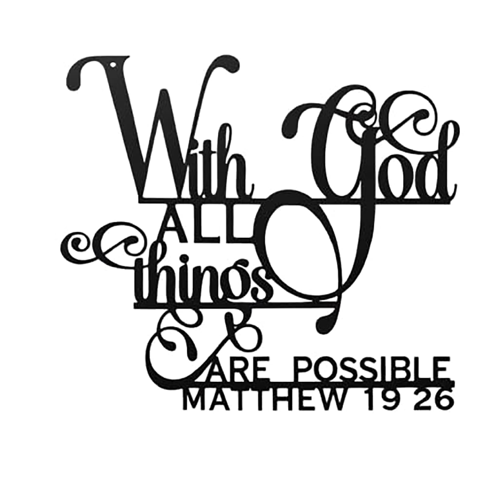 With God All Things Are Possible Sign Metal Wall Decor, Religious Scripture