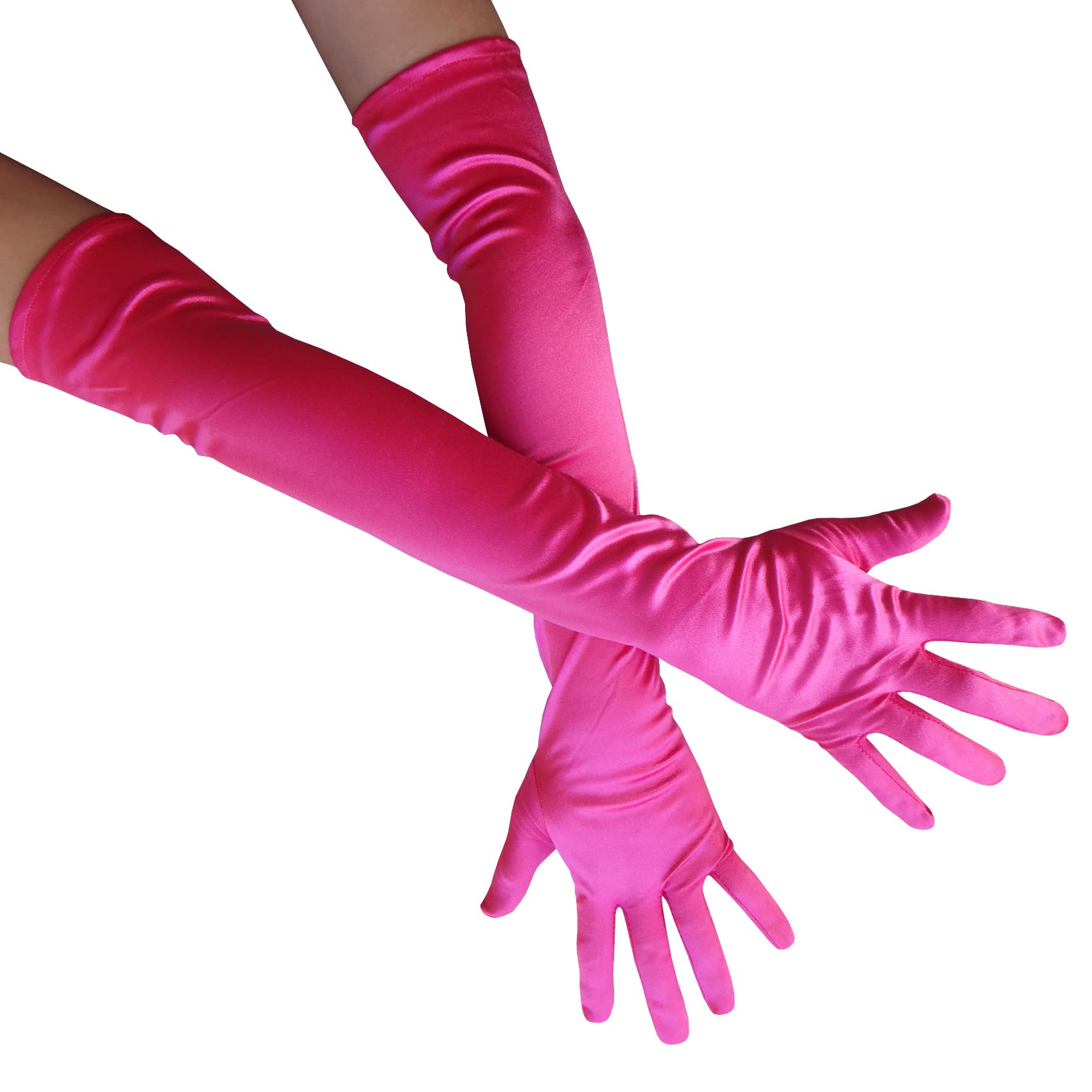 Syaya Women's Rose Long Opera Party Gloves For 1920S 20S Satin Gloves Elbow Length For Bridal Evening Dress & Wedding & Dance W-G-1, One Size